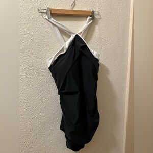 Land’s End Swimsuit Women’s Black/ White Trim Nylon / Spandex Sz 22W